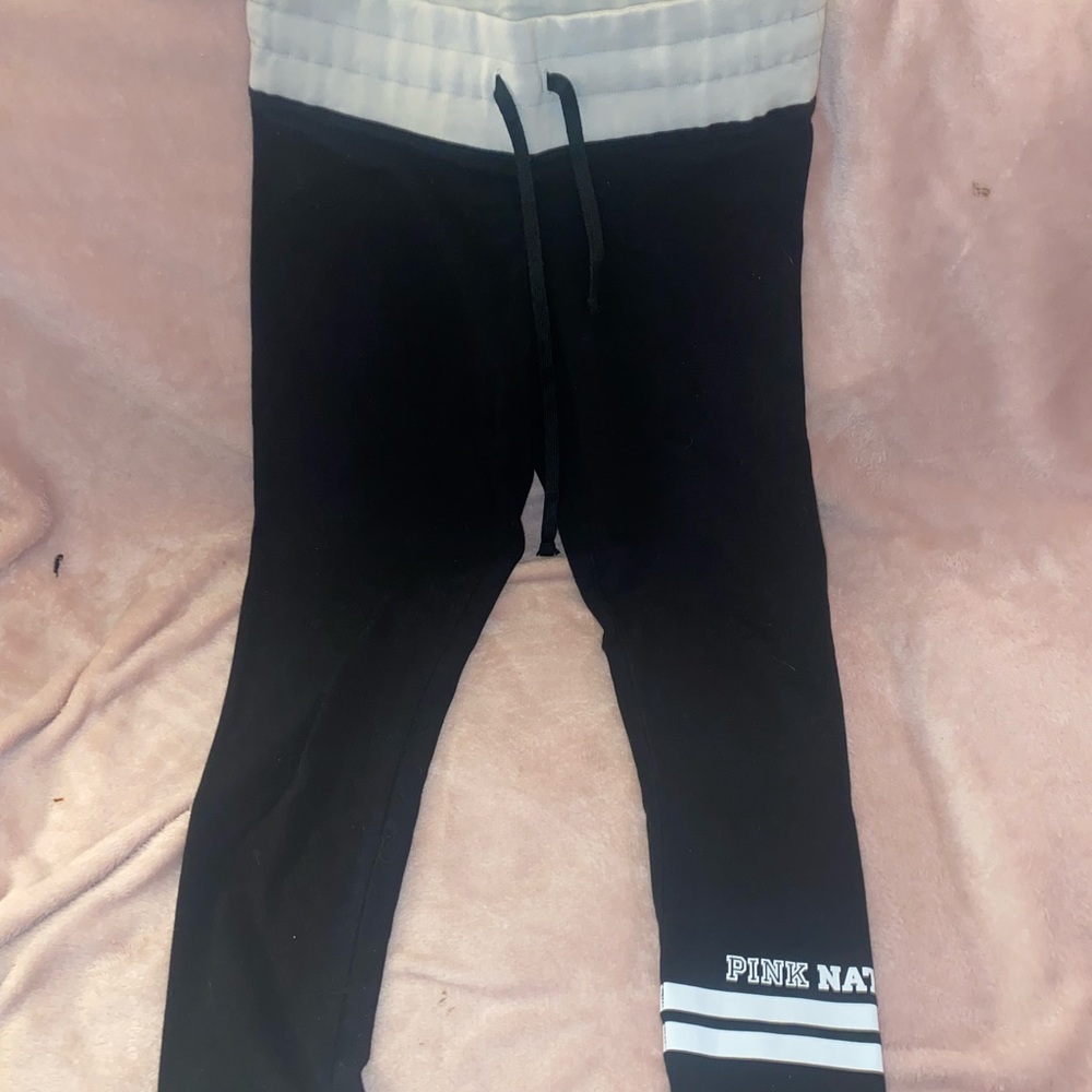 VS Pink Leggings with Grey Band